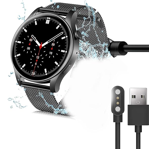 Lamshaw for VKAROOD スマートウォッチ ケーブル, USB 磁気充電ケーブル 磁気吸着 1メートル VKAROOD KC88 スマートウォッチに対応 (ブラック)