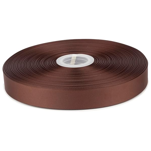 【Tekdeere】幅 25mmソリッドブラウングログランリボン、ギフトラッピング、裁縫、ヘアアクセサリー、結婚式の装飾に最適 - 91メートル/巻