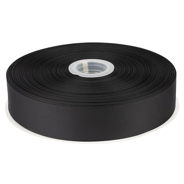 【Tekdeere】幅 38mmソリッドブラックグログランリボン、ギフトラッピング、裁縫、ヘアアクセサリー、結婚式の装飾に最適 - 91メートル/巻