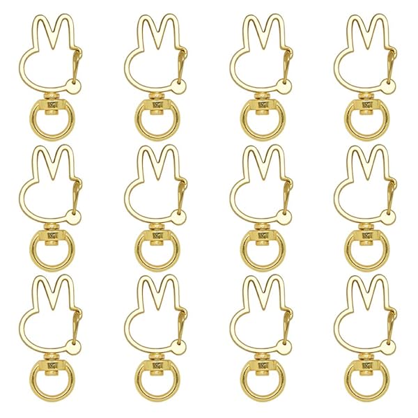 キーホルダー パーツ MUNCVY 20点セット 回転カン カワイイ ウサギ ナスカン ゴールド 金具 ンドメイド 手作り キーリング