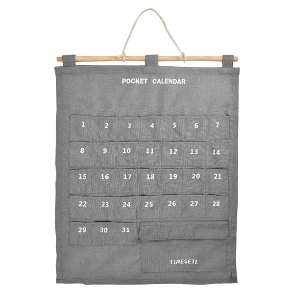 TIMESETL カレンダーポケット ウォールポケット 1ヶ月 壁掛け式 収納ポケット お薬カレンダー 小物収納 吊り下げ グレーの商品画像