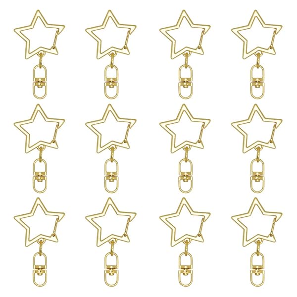 イヤリングパーツ MUNCVY DIY キーホルダー パーツ 20点セット 回転カン付き カワイイ 星 スター ナスカン ゴールド 金具 ンドメイド 手作り キ...