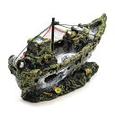 NUZAMAS 26 x9.5x16cm 人工魚タンク装飾 難破船 船 樹脂モデル 装飾 水族館 魚タンク 風景 海賊 爬虫類 隠れ家 ベタ 魚 生息地 洞窟
