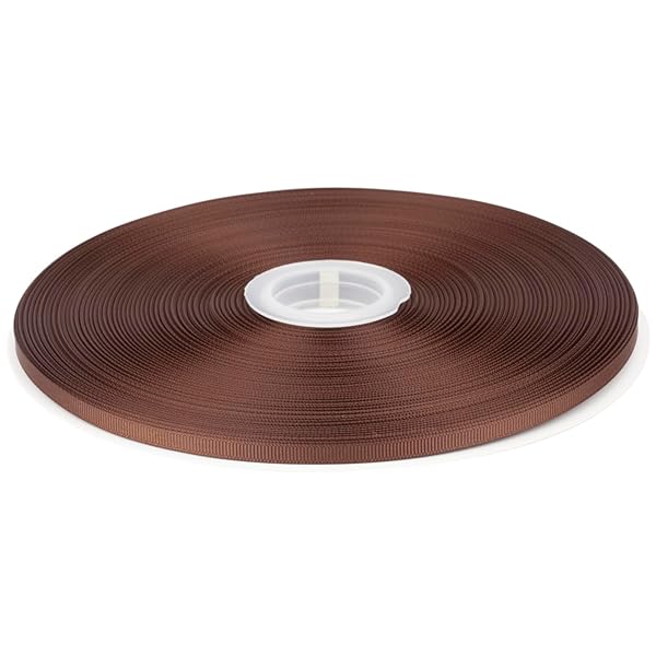 【Tekdeere】幅 6mmソリッドブラウングログランリボン、ギフトラッピング、裁縫、ヘアアクセサリー、結婚式の装飾に最適 - 91メートル/巻