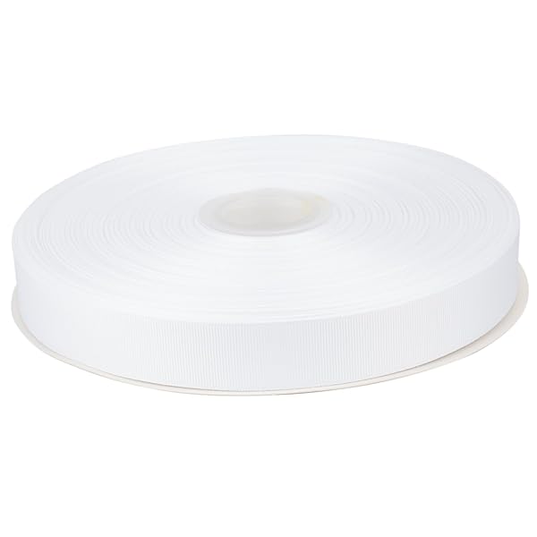 【Tekdeere】幅 25mmソリッドホワイトグログランリボン、ギフトラッピング、裁縫、ヘアアクセサリー、結婚式の装飾に最適 - 91メートル/巻