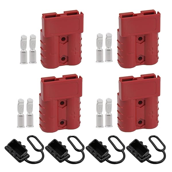 LKCCTK 50A 600V バッテリーコネクタ 電源コネクタ 端子コネクタ 4個入り ダストカバー付き 防水 キャンピングカー キャラバン ボート..