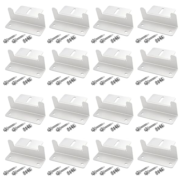WMYCONGCONG 16個セットソーラーパネル 取り付け金具 ソーラーパネル固定用マウント Z ブラケット アルミニウム合金 端部固定金具 太陽電池パネル用、RV ボート 屋根 壁 ドに適した