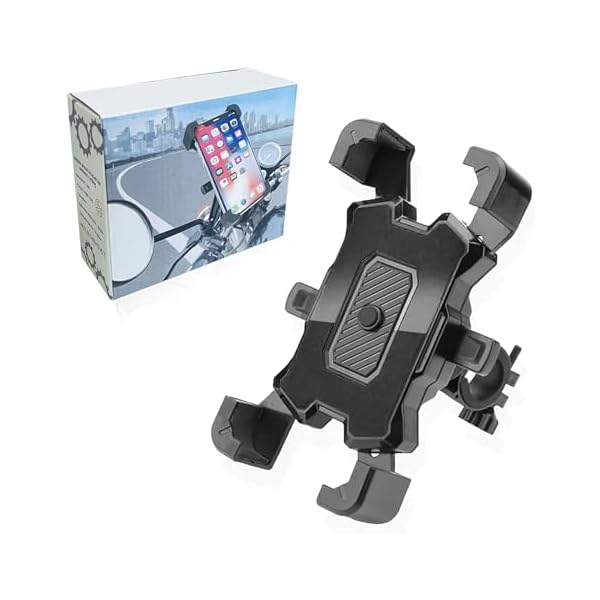 自転車 スマホ ホルダー 防振 脱落防止 角度調整 360度回転 強力 ワンタッチ固定式ロードバイク携帯電話スタンド（4.8-6.8インチ）多機種対応（ブラック）