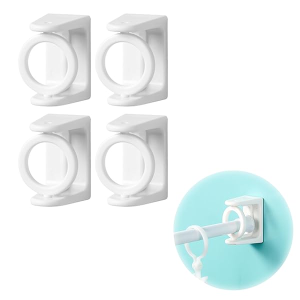 突っ張り棒 支え 突っ張り棒サポート (4個セット) つっぱり棒サポート つっぱり棒落下防止 360度調整可能 穴開け不要 総耐荷重3kg 直径2.5cm 粘着テープ 強力 キッチン 落ちない 使いやすい トイレ リビングルーム 洗面所 寝室 部屋