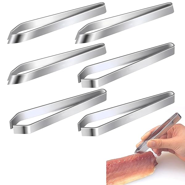 Coollooda 骨抜き 魚 魚ボーンピンセット ステンレス 6本セット 魚の骨取り ピンセット 毛抜き 調理器..