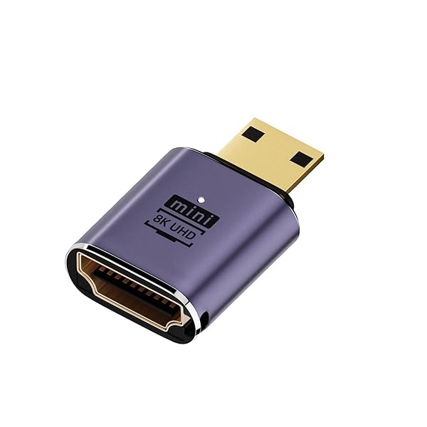LeTradeJP 換アダプターケーブルミニ Mini HDMI(オス) to HDMI(メス) メス UHD延長ゴールドコンバーターアダプター 8K 60hz HDTV対応金メッキコネクタ 1個 (1)