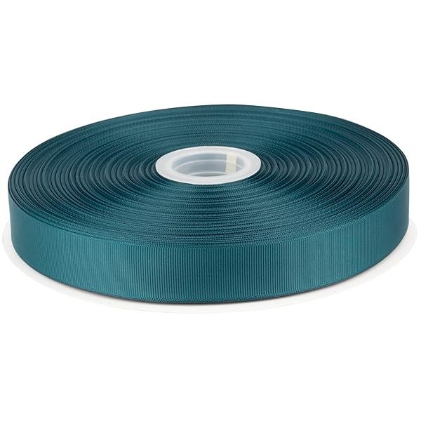 【Tekdeere】幅 25mmソリッドティールグログランリボン、ギフトラッピング、裁縫、ヘアアクセサリー、結婚式の装飾に最適 - 91メートル/巻