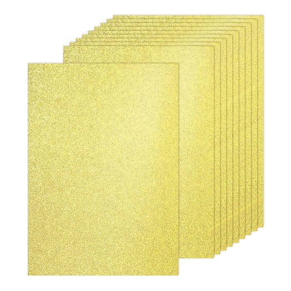 PATIKIL 20枚 グリッターカードストックペーパー A4 250GS M DIY パーティー装飾 応援うちわ 手作り クラフト スク ラップブック用 ライト金色