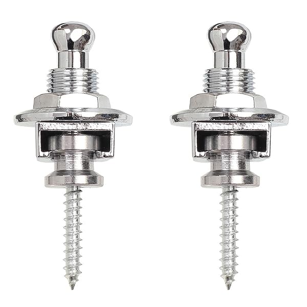 LIANHATA ギター ストラップピン 2個セット ストラップロック ロック式ストラップピン ロックピン 滑り止め ワンタッチ 着脱 落下防止 エレキギター アコースティックギター ベース用 (シルバー)