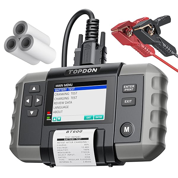 TOPDON バッテリーチェッカー BT600 バッテリーテスター 12V/24V 日本語 100-2000CCA 車 トラック EV車..