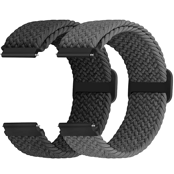 [Acortjl] 編組ソロループ弾性ストラップ 18mm 20mm 22mmクイックリリース時計バンドナイロン時計ストラップ Samsung Galaxy/Garmin/Fossil/Amazfit/Huawei 時計ナイロン伸縮性交換ストラップ女