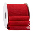 【Ribbonitlux】幅100mm バーラップワイヤーリボン 長さ18m ギフト包装、蝶結びの作り方、ナチュラルなウェディングの装飾、クリスマスツリーの飾りに最適 #250レッド