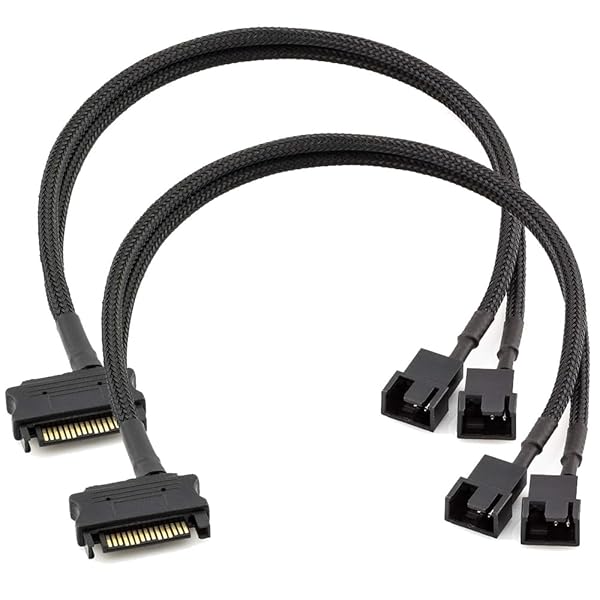 Kiligen 2個 SATA から 2 ウェイ 3 ピン / 4 ピン PMW 12V PC ケースファン電源アダプタケーブル、3 ピ..