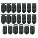 Liroyal ワンタッチクリップ (20個セット) プラスチック製 落下防止 帽子クリップ 平テープ用 固定 クリップ 多機能 汎用 DIY 手芸用品 ブラック