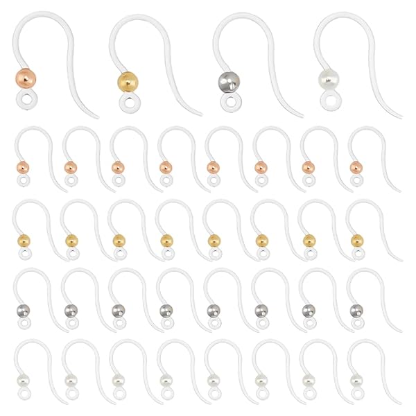 UNICRAFTALE 約80個 4色 プラスチックピアスパーツ ステンレスボール付き 樹脂ピアス イヤリングフック イヤワイヤー プラスチック ピアスピン 釣...