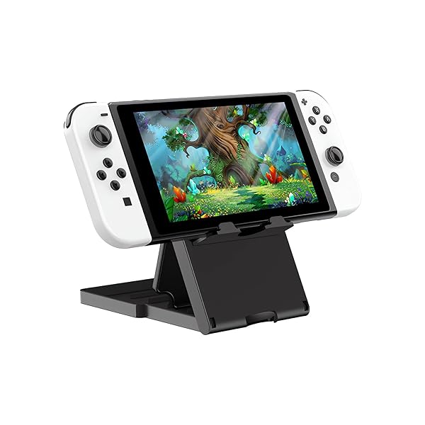 Mikankawa Switch 卓上用ホルダー 折り畳み 5段角度調整 コンパクト 滑り止め 姿勢改善 充電妨害なし ソフト収納 NS Switch OLED Switch Lite (ブラック)