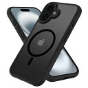 PinLiSheng iPhone16 ケース 半透明 マット感 MagSafe対応 マグネット搭載 米軍MIL規格 耐衝撃 黄ばみなし ストラップホール付き マグセーフ対応(ブラック, iPhone 16)