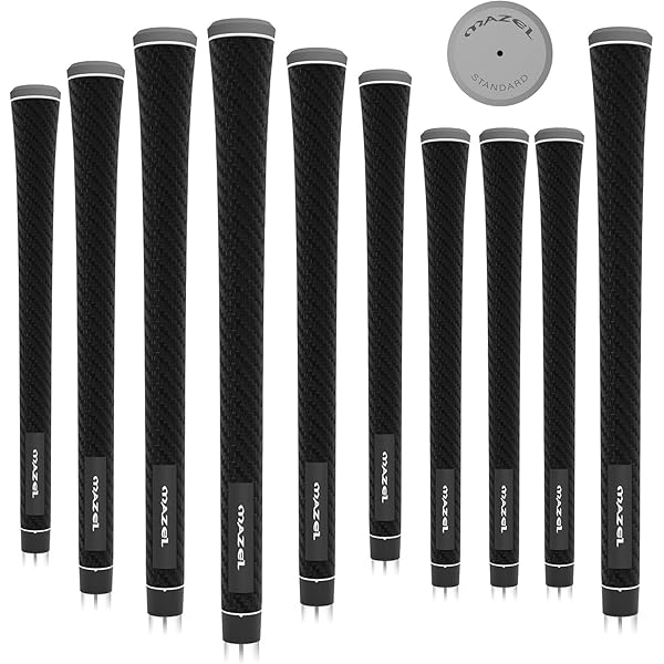 MAZEL(マゼル) ゴルフグリップ 滑り止めマイクロテクスチャ 手触りが良い ウッド・アイアン・クラブ用 10本セット (黒（10本・織り模様）, ミッドサイズ)(4)