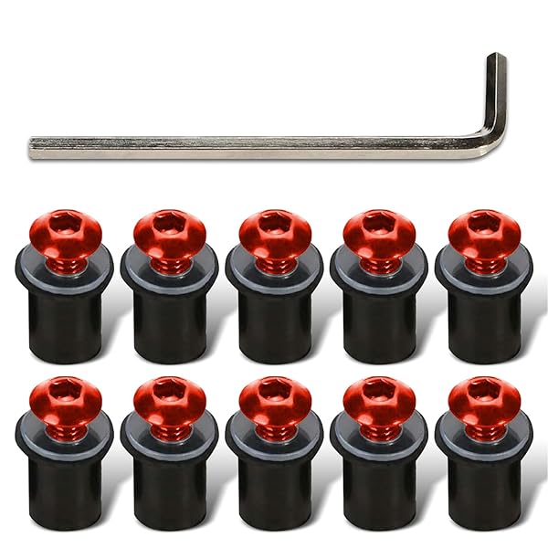 DELUXEFOX スクリーンボルト 風防ネジ (10個セット) M5 5mm ボルト ウェルナット カウルやスクリーンの..