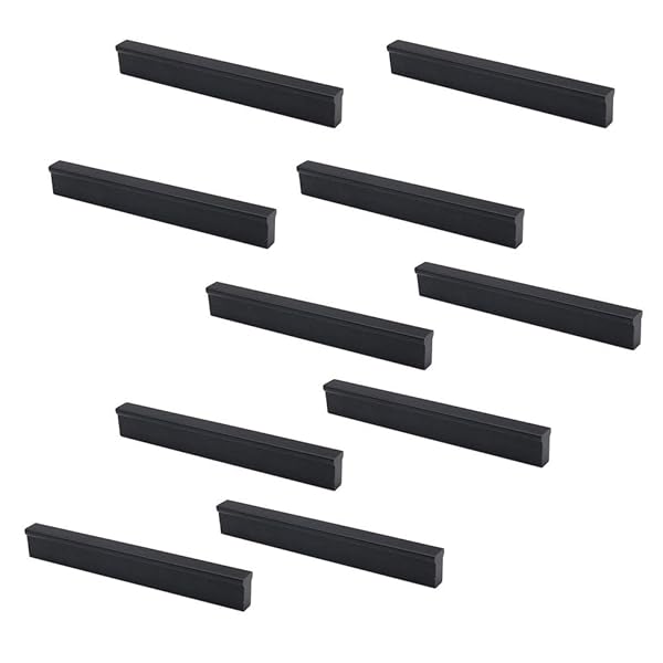 10個のNUZAMASマットブラックキャビネットドアハンドルとプル、家具引き出しハンドル、亜鉛合金、長さ1..