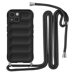 iPhone 15 Plus 用 ケース ネックストラップ 耐衝撃 肩掛け 斜めかけ 首掛け 縄掛け カバー iPhone 15 Plus スマホケース シリコン TPU ストラップ付き 軽量 長さ調整可能 取り外し可能 指紋防止 落下防止 衝撃吸収