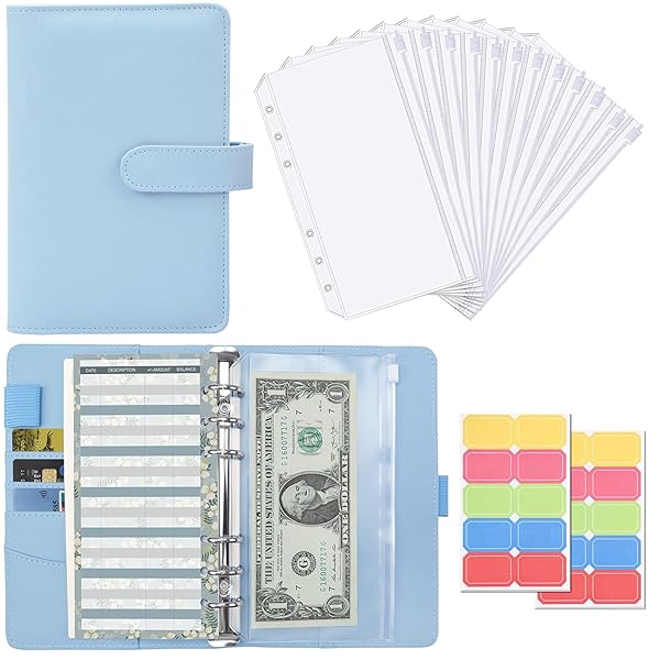 Sitengle A6 バインダー 6穴 予算バインダー PUレザー ポケット12個付き ラベル付き便利セット 家計管..