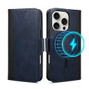 Rssviss iPhone 16 Pro 用 ケース 手帳型 MagSafe対応 iPhone16 Pro 用 手帳型ケース カード収納 スタンド機能 全面保護 衝撃吸収 スマホケース MagSafe 対応 ワイヤレス充電対応 サイドマグネット付き(2)