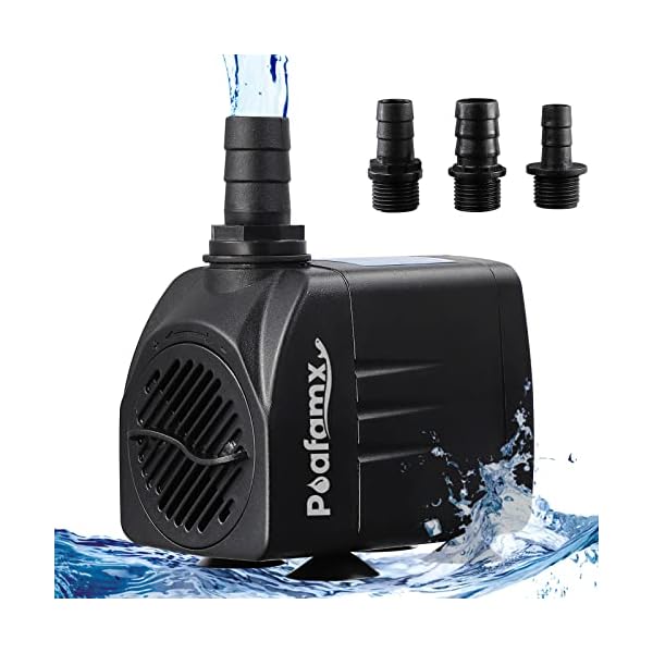 Poafamx 水中ポンプ 排水ポンプ 吐出量2000L/h 最大揚程2.0m 30W 110V ノズル3つ 静音設計 ガーデニン..