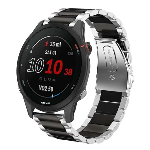Lamshaw バンド 対応 Garmin Forerunner 255, ステンレス メタル ベルト 交換バンド 対応 GARMIN(ガーミン) Forerunner 255 46mm/255S 41mm スマートウォッチ (46mmケースFore Lamshaw バンド 対応 Garmin Forerunner 255, ステンレス メタル ベルト 交換バンド 対応 GARMIN(ガーミン) Forerunner 255 46mm/255S 41mm スマートウォッチ (46mmケースFore