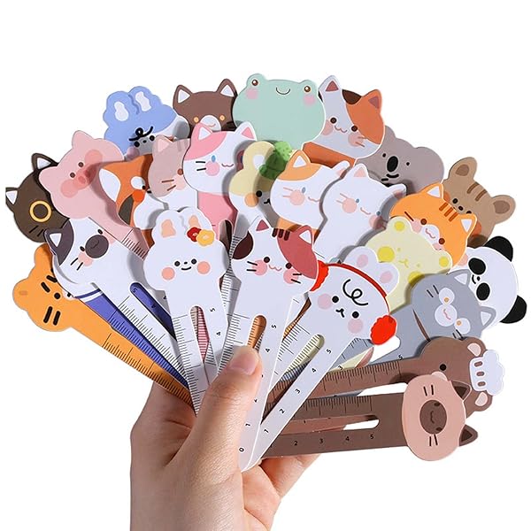 しおり ブックマーク 定規5cm アニマル 動物 かわいい おしゃれ 猫、犬、パンダ、ウサギ、ヒツジ（ 30枚セット）