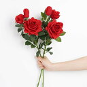 VaryFloral フェイクフラワー 造花 ブーケ 2本入り 花札 レッド 赤 おしゃれ 薔薇 ばら お花 フラワー 薔薇の花束 ウェディングブーケ アーティ...