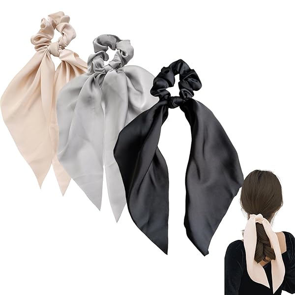 shefun シュシュ リボン ヘアゴム 大人3個セット おしゃれ 髪ゴム リボン ヘアアクセ レディース リボンシュシュ 髪飾り JP225 (color3-lribbon)