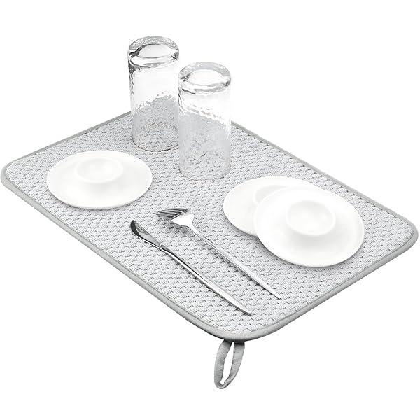 水切りマット 速乾吸水マット 30x45cm キッチン 食器乾燥マット 丸めて収納 ループ付き シンク上 棚シート 洗濯機対応