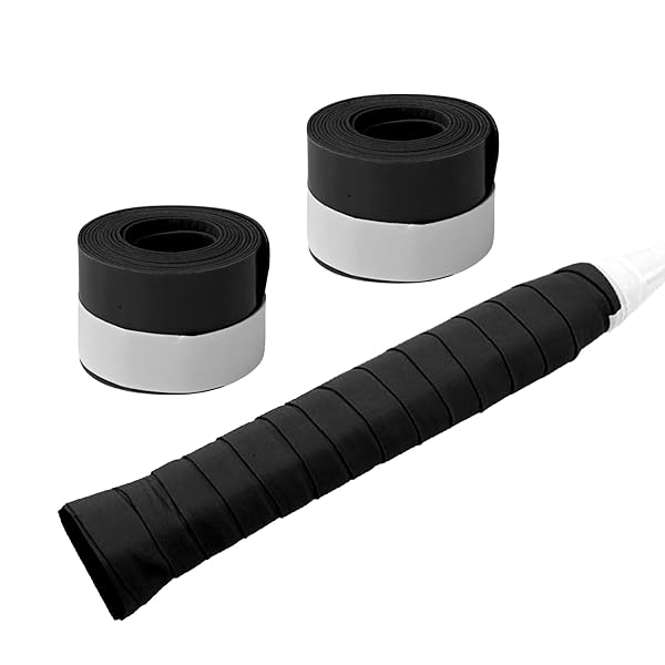 CAPASTEC グリップテープ テニス バドミントン 2本セット グリップ テープ 握り心地良い 釣り竿 自転車 野球 ラケット用 ウェットタイプ 黒/接着テープ:白