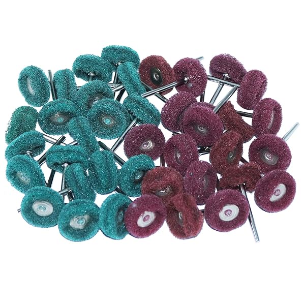 JINTONG リューター バフ 2色繊維バフ 40個入り ホイール ホイール 混合色2種 セット 研磨 剤 電動 ド..