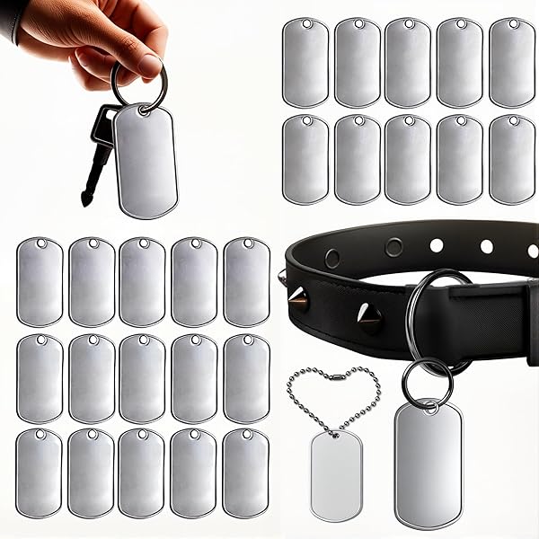 BELMAKS ミリタリードッグタグ シャイニーポリッシュ - ステンレススチール ロールエッジバッキング ブ..