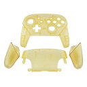 eXtremeRate switch proコントローラーに対応用フェースプレートバックプレートハンドル、 クリア素材のプロコン switchに対応用DIY交換用グリップハウジングケースカバー【アンバーイエロー】