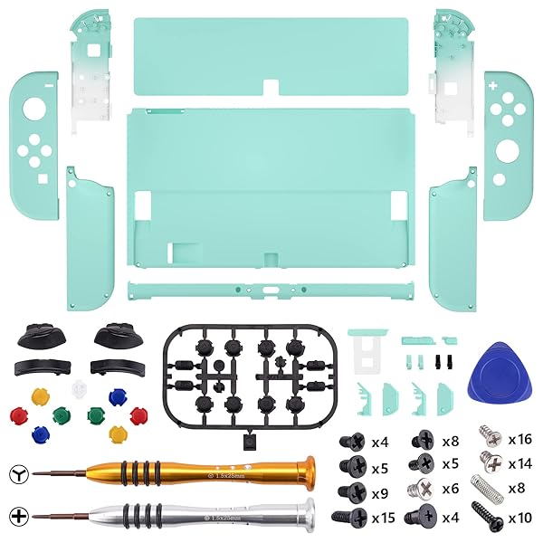 本体ではない-eXtremeRate switch oledに対応用バックプレート&金属スイッチ 背面スタンド、switch 有機elに対応用スイッチ ジョイコンハンドヘルドコントローラーハウジング、キックススタンドとフルセットボタンが付き【ミスティ