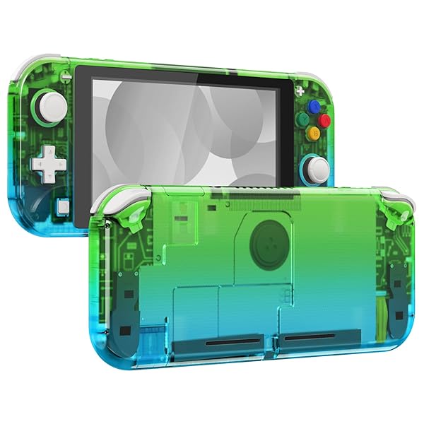 eXtremeRate switchライトに対応用カスタムケースカバー、グラデーションカラー任天堂switchライトコントローラー修理キットハウジング/スクリーンフィルム付き、switch liteに対応用クリア素材のDIY互換するケースシェルー【グ