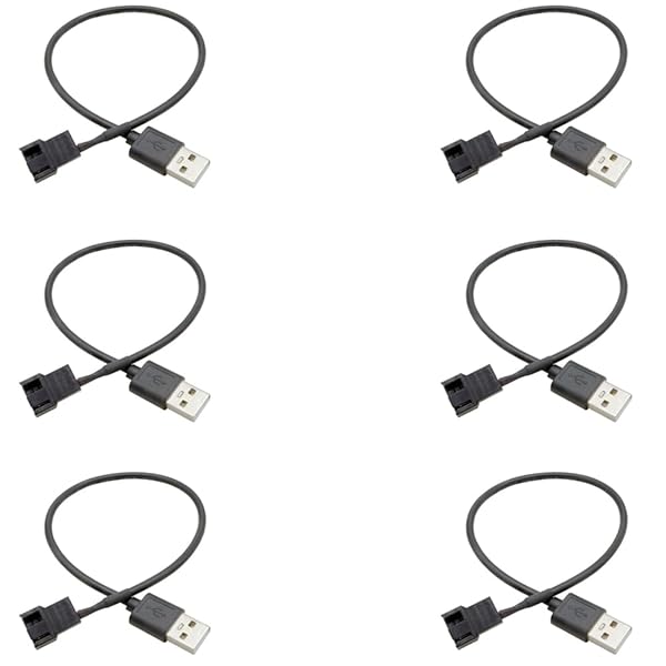 USBスリーブファン電源アダプターケーブル ケースファン用USB電源変換ケー USB-PCファンケーブル DIYモディフィケーション 改造ライン 6個セット