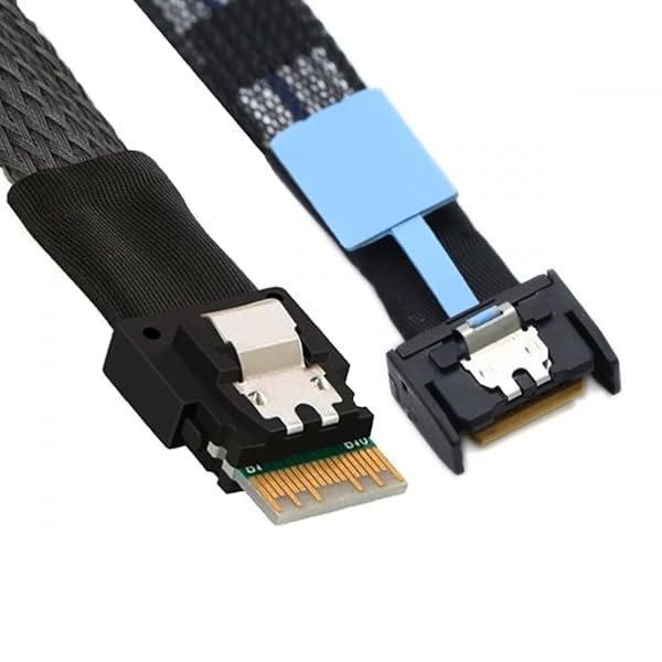 CY Cable PCI-E 5.0 Mini Cool Edge IO MCIO PCI-E 4i 38ピン オス - SFF-8654 スリムライン 4X エクステンダーケーブル 50cm