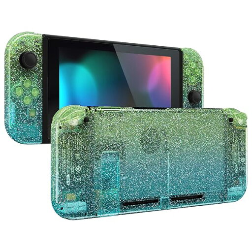 eXtremeRate switchに対応用カスタムDIY交換ケースシェル、クリア素材の細かいラメスイッチコンソールに対応用バックプレート、スイッチ ジョイコンに対応用ジョイコンホルダーハンドルコントローラーハウジング、フルボタンセットが付き【グリー eXtremeRate switchに対応用カスタムDIY交換ケースシェル、クリア素材の細かいラメスイッチコンソールに対応用バックプレート、スイッチ ジョイコンに対応用ジョイコンホルダーハンドルコントローラーハウジング、フルボタンセットが付き【グリー