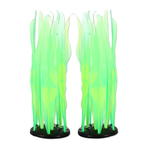 CAPASTEC 水族館発光ケルププラント、柔らかいシリコン発光魚タンク装飾、蛍光コーラル装飾水槽装飾 緑 2個セット