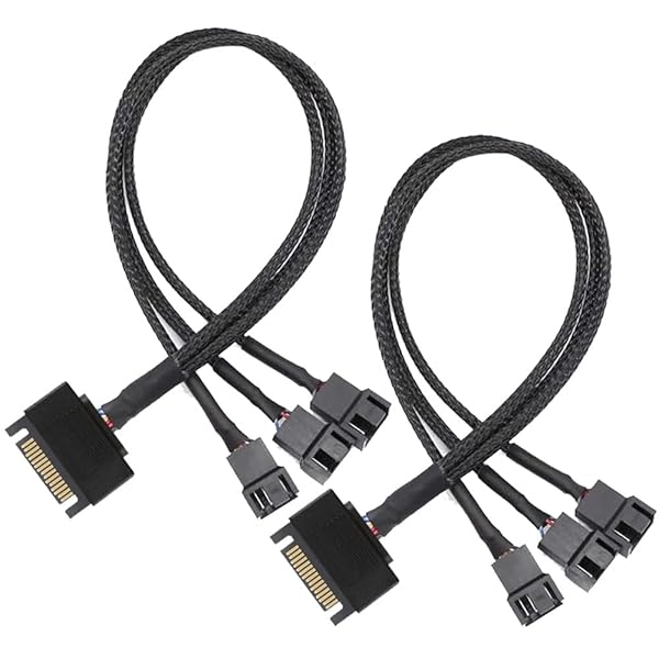 Kiligen 2個 SATA から 3 ウェイ 3 ピン / 4 ピン PMW 12V PC ケースファン電源アダプタケーブル、3 ピ..