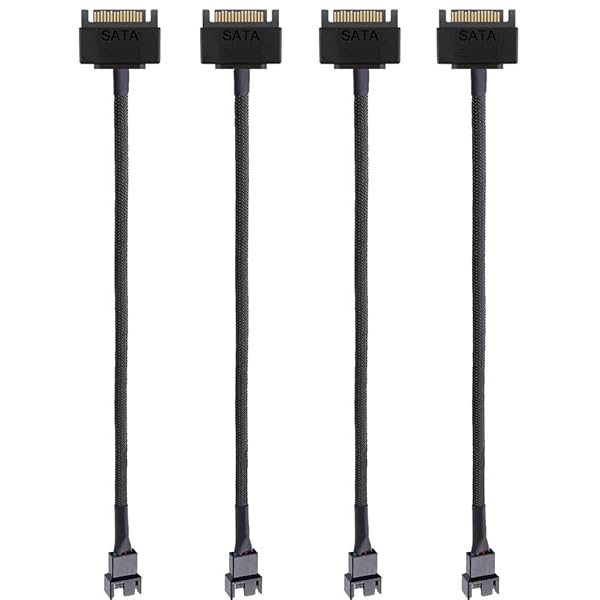 Kiligen 4個 SATA から 3 ピン / 4 ピン PMW 12V PC ケースファン電源アダプタケーブル、3 ピンまたは ..